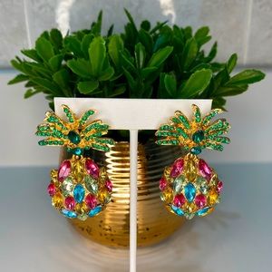 Rhinestone Pineapple Earrings